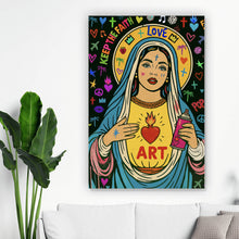 Lade das Bild in den Galerie-Viewer, Aluminiumbild Heilige Maria als buntes Pop Art Hochformat