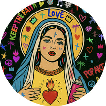 Lade das Bild in den Galerie-Viewer, Aluminiumbild Heilige Maria als buntes Pop Art Kreis