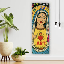 Lade das Bild in den Galerie-Viewer, Leinwandbild Heilige Maria als buntes Pop Art Panorama Hoch