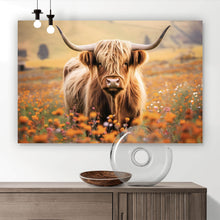Lade das Bild in den Galerie-Viewer, Poster Highland Rind auf der Weide Querformat