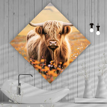Lade das Bild in den Galerie-Viewer, Acrylglasbild Highland Rind auf der Weide Raute