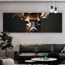 Lade das Bild in den Galerie-Viewer, Aluminiumbild Hirsch mit blumengeschmücktem Geweih Panorama