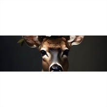 Lade das Bild in den Galerie-Viewer, Aluminiumbild gebürstet Hirsch mit blumengeschmücktem Geweih Panorama