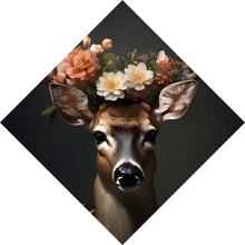 Lade das Bild in den Galerie-Viewer, Poster Hirsch mit blumengeschmücktem Geweih Raute