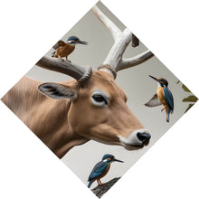 Lade das Bild in den Galerie-Viewer, Acrylglasbild Hirsch Vögel Kunstwerk Raute
