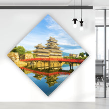 Lade das Bild in den Galerie-Viewer, Poster Historische Burg mit roter Brücke und Wasserreflektion Raute