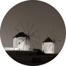 Lade das Bild in den Galerie-Viewer, Aluminiumbild Historische Windmühlen bei Dämmerung Kreis