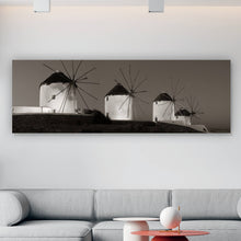 Lade das Bild in den Galerie-Viewer, Poster Historische Windmühlen bei Dämmerung Panorama
