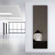 Lade das Bild in den Galerie-Viewer, Aluminiumbild Historische Windmühlen bei Dämmerung Panorama Hoch