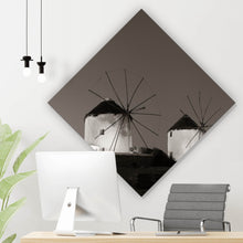 Lade das Bild in den Galerie-Viewer, Aluminiumbild Historische Windmühlen bei Dämmerung Raute