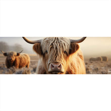 Lade das Bild in den Galerie-Viewer, Spannrahmenbild Hochlandrind auf gefrorener Weide Panorama