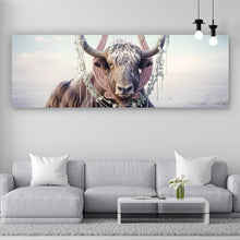 Lade das Bild in den Galerie-Viewer, Poster Hochlandrind Mit Dekorativer Harfe Panorama