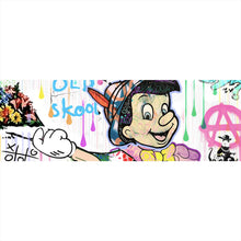 Lade das Bild in den Galerie-Viewer, Leinwandbild Holzfigur Collage Pop Art Stil Panorama