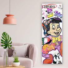 Lade das Bild in den Galerie-Viewer, Aluminiumbild Holzfigur Collage Pop Art Stil Panorama Hoch