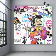 Lade das Bild in den Galerie-Viewer, Spannrahmenbild Holzfigur Collage Pop Art Stil Quadrat
