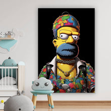 Lade das Bild in den Galerie-Viewer, Aluminiumbild gebürstet Homer Gangster Digital Art Hochformat