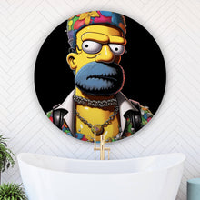 Lade das Bild in den Galerie-Viewer, Aluminiumbild gebürstet Homer Gangster Digital Art Kreis