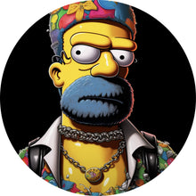 Lade das Bild in den Galerie-Viewer, Aluminiumbild gebürstet Homer Gangster Digital Art Kreis