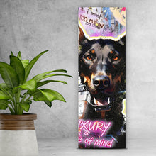 Lade das Bild in den Galerie-Viewer, Spannrahmenbild Hund mit Waffe im Pop Art Stil Panorama Hoch