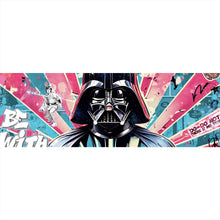 Lade das Bild in den Galerie-Viewer, Aluminiumbild gebürstet Ikonische Filmfigur Vader mit Herz Pop Art Panorama