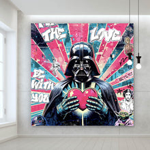 Lade das Bild in den Galerie-Viewer, Poster Ikonische Filmfigur Vader mit Herz Pop Art Quadrat