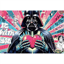 Lade das Bild in den Galerie-Viewer, Leinwandbild Ikonische Filmfigur Vader mit Herz Pop Art Querformat