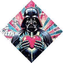 Lade das Bild in den Galerie-Viewer, Aluminiumbild gebürstet Ikonische Filmfigur Vader mit Herz Pop Art Raute