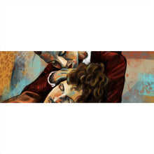 Lade das Bild in den Galerie-Viewer, Aluminiumbild gebürstet Innige Umarmung eines Paares Panorama