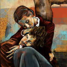 Lade das Bild in den Galerie-Viewer, Leinwandbild Innige Umarmung eines Paares Quadrat