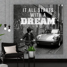 Lade das Bild in den Galerie-Viewer, Leinwandbild It all Starts with a Dream Quadrat