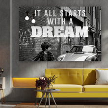 Lade das Bild in den Galerie-Viewer, Aluminiumbild It all Starts with a Dream Querformat