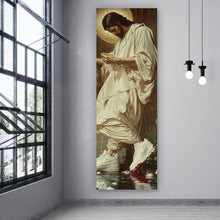 Lade das Bild in den Galerie-Viewer, Spannrahmenbild Jesus läuft mit Sneakern über Wasser Panorama Hoch