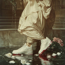 Lade das Bild in den Galerie-Viewer, Aluminiumbild Jesus läuft mit Sneakern über Wasser Quadrat