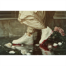 Lade das Bild in den Galerie-Viewer, Spannrahmenbild Jesus läuft mit Sneakern über Wasser Querformat