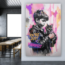 Lade das Bild in den Galerie-Viewer, Poster Junge mit Katze You are Just perfect Popart Hochformat