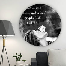 Lade das Bild in den Galerie-Viewer, Aluminiumbild gebürstet Kaffeeliebe monochrome Kreis