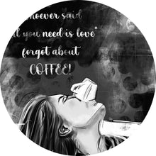 Lade das Bild in den Galerie-Viewer, Aluminiumbild gebürstet Kaffeeliebe monochrome Kreis