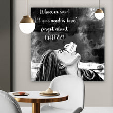 Lade das Bild in den Galerie-Viewer, Leinwandbild Kaffeeliebe monochrome Quadrat