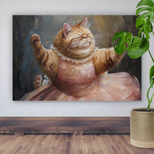 Lade das Bild in den Galerie-Viewer, Poster Katze tanzt Ballet abstraktes Gemälde Querformat
