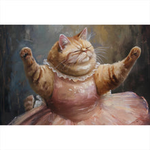 Lade das Bild in den Galerie-Viewer, Poster Katze tanzt Ballet abstraktes Gemälde Querformat