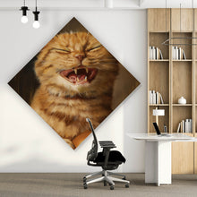 Lade das Bild in den Galerie-Viewer, Aluminiumbild Katze mit Burger Zeichenstil Raute