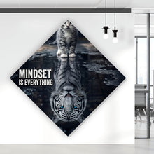 Lade das Bild in den Galerie-Viewer, Aluminiumbild gebürstet Katze mit Tiger Reflexion Raute