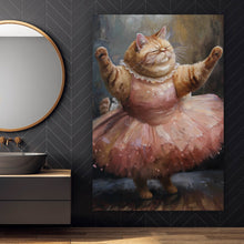 Lade das Bild in den Galerie-Viewer, Spannrahmenbild Katze tanzt Ballet abstraktes Gemälde Hochformat