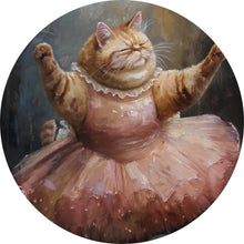 Lade das Bild in den Galerie-Viewer, Aluminiumbild gebürstet Katze tanzt Ballet abstraktes Gemälde Kreis