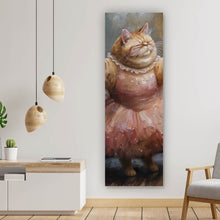 Lade das Bild in den Galerie-Viewer, Aluminiumbild Katze tanzt Ballet abstraktes Gemälde Panorama Hoch