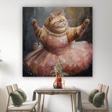 Lade das Bild in den Galerie-Viewer, Aluminiumbild Katze tanzt Ballet abstraktes Gemälde Quadrat