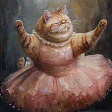 Lade das Bild in den Galerie-Viewer, Acrylglasbild Katze tanzt Ballet abstraktes Gemälde Quadrat
