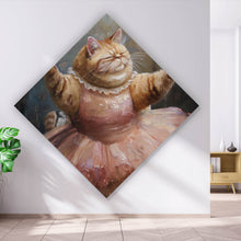 Lade das Bild in den Galerie-Viewer, Leinwandbild Katze tanzt Ballet abstraktes Gemälde Raute
