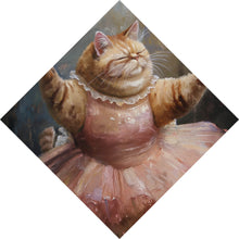 Lade das Bild in den Galerie-Viewer, Leinwandbild Katze tanzt Ballet abstraktes Gemälde Raute