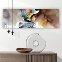Lade das Bild in den Galerie-Viewer, Spannrahmenbild Kind in einer Wasserpfütze Aquarell Panorama